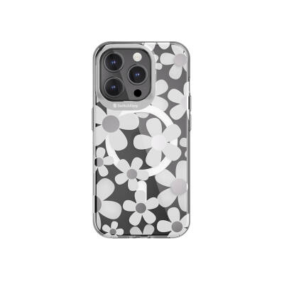 Apple iPhone 15 Pro Case Magsafe Charging Feature Double IMD Printed Licensed Switcheasy Artist-M Fleur Cover Grey