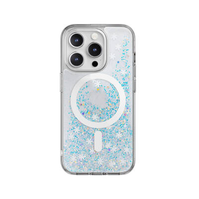 Apple iPhone 15 Pro Case Magsafe Charging Feature Shining Glitter Transparent Licensed Switcheasy Starfield-M Cover Blue