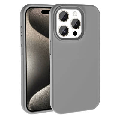 Apple iPhone 15 Pro Case Magsafe Charging Featured Liquid Technology Erasable Hard Zore Kivi Cover Dark Grey