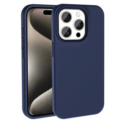 Apple iPhone 15 Pro Case Magsafe Charging Featured Liquid Technology Erasable Hard Zore Kivi Cover Navy blue