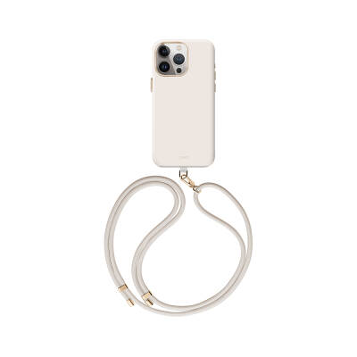 Apple iPhone 15 Pro Case Magsafe Charging Featured Soft Smooth Back Surface Strap Drawstring Coehl Creme Cover Cream