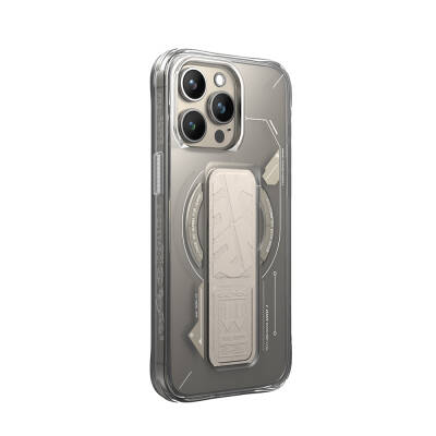 Apple iPhone 15 Pro Case Magsafe Charging Featured Technology Patterned Stand Skinarma Helio Cover Grey