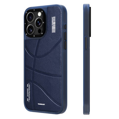 Apple iPhone 15 Pro Case Magsafe Charging Featured Youngkit Backboard Series Leather Cover Blue