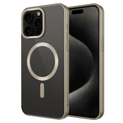 Apple iPhone 15 Pro Case Matte Design Zore Matte Setro Cover with Magsafe Wireless Charging Feature Titanyum