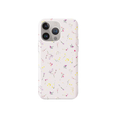 Apple iPhone 15 Pro Case Mini Meadow Flowers Patterned Coehl Prairie Cover Light Pink