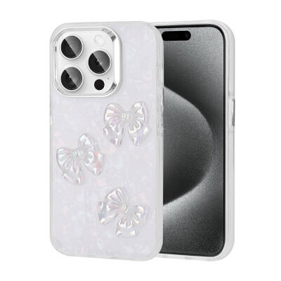 Apple iPhone 15 Pro Case Relief Figured Shiny Zore Eralli Silicone Cover Kelebek