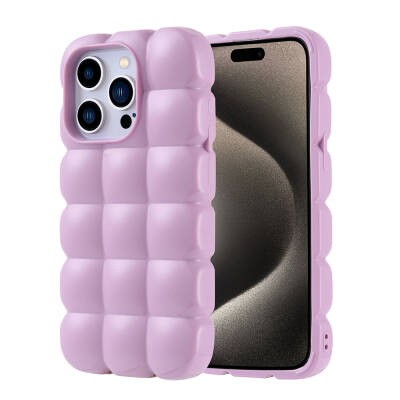 Apple iPhone 15 Pro Case Shiny Flexible Silicone Zore Dom Dom Cover Lila