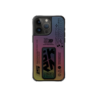 Apple iPhone 15 Pro Case SkinArma Holographic Design Leather Look Kira Kobai Cover with Stand Colorful