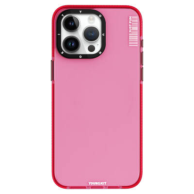 Apple iPhone 15 Pro Case Smooth Flat Back Surface YoungKit Crystal Color Series Cover Pink