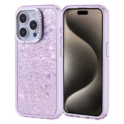 Apple iPhone 15 Pro Case Stone Design Zore Kapi Cover Lila