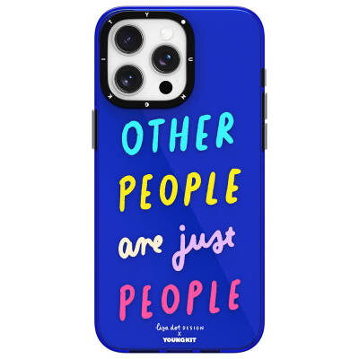 Apple iPhone 15 Pro Case Text Patterned Youngkit Mindfulness Series Cover Blue