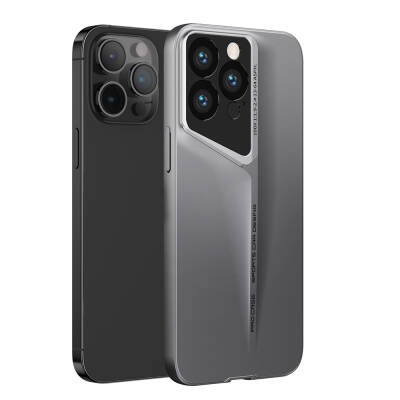 Apple iPhone 15 Pro Case Ultra Thin Camera Protected Hard Rubber Zore Procase Cover Titanyum-Gri