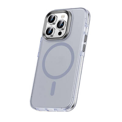 Apple iPhone 15 Pro Case with Airbag and Lens Protector Magsafe Wireless Charging Feature Zore Klaptika Cover Grey