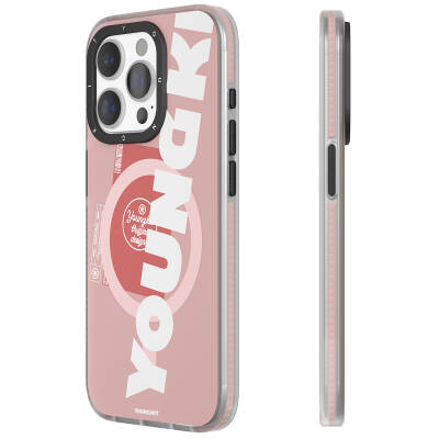 Apple iPhone 15 Pro Case with Magsafe Charging Feature Youngkit Binfen Series Text Themed Cover Pink