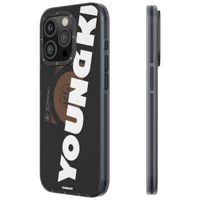 Apple iPhone 15 Pro Case with Magsafe Charging Feature Youngkit Binfen Series Text Themed Cover Black