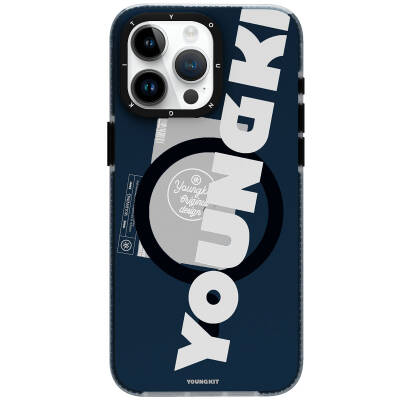 Apple iPhone 15 Pro Case with Magsafe Charging Feature Youngkit Binfen Series Text Themed Cover Blue