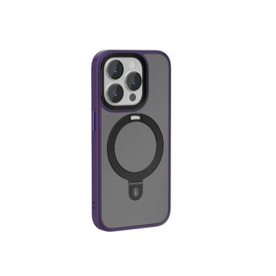 Apple iPhone 15 Pro Case Wiwu ZMM-010 Magsafe Charging Featured Matte Back Surface Stand Cover Purple