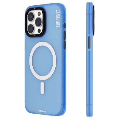 Apple iPhone 15 Pro Case Youngkit Colored Sand Series Cover with Magsafe Charging Feature Blue