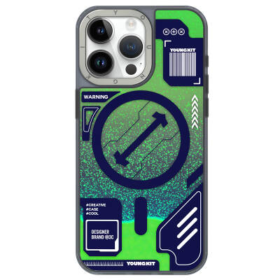 Apple iPhone 15 Pro Case YoungKit Galaxy Series Cover with Magsafe Charging Feature Green