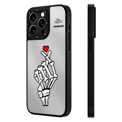 Apple iPhone 15 Pro Case Youngkit Mirror Cover Designed by Tobias Fonseca Siyah-Beyaz