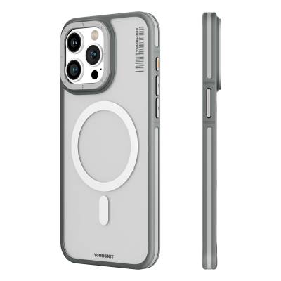 Apple iPhone 15 Pro Case Youngkit Rock Sand Series Cover with Magsafe Charging Feature Grey