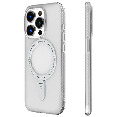 Apple iPhone 15 Pro Case Youngkit Rock Series Cover with Magsafe Charging Feature White