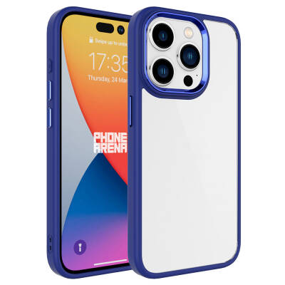 Apple iPhone 15 Pro Case Zore Chrome Cover Navy blue