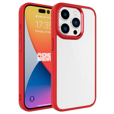 Apple iPhone 15 Pro Case Zore Chrome Cover Red