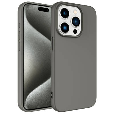 Apple iPhone 15 Pro Case Zore LSR Launch Cover Titanyum