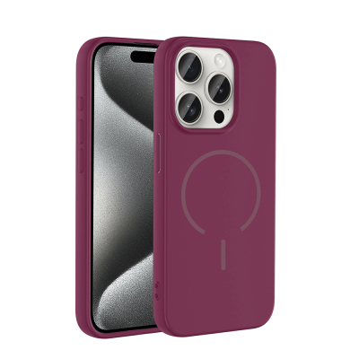 Apple iPhone 15 Pro Case Zore Meta Cover with M-safe Charging Feature Plum