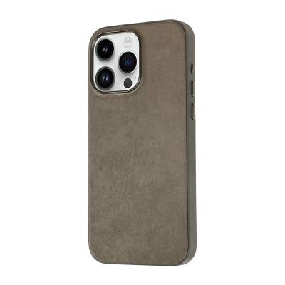 Apple iPhone 15 Pro Case Zore Micro Fiber Mimosa Cover Brown