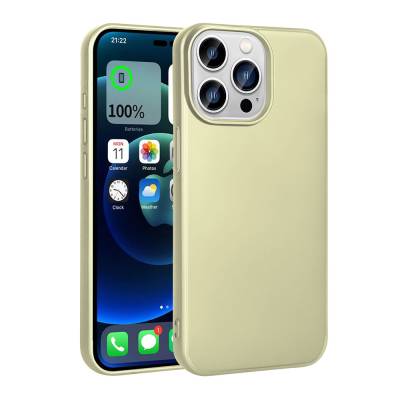 Apple iPhone 15 Pro Case Zore Premier Silicone Cover Gold