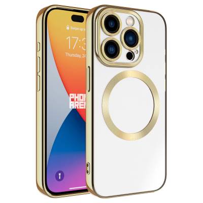 Apple iPhone 15 Pro Case Zore Setro Silicone with Magsafe Wireless Charging Feature Gold