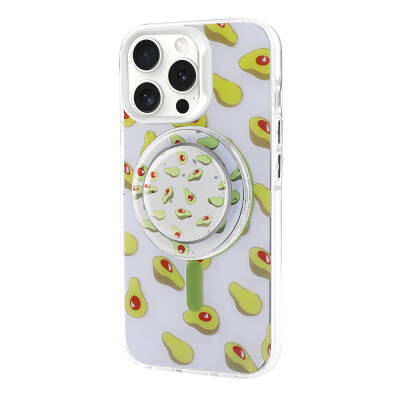 Apple iPhone 15 Pro Case Zore Tiktok Cover with Magsafe Charging Feature and Plug-in Pop Socket Green