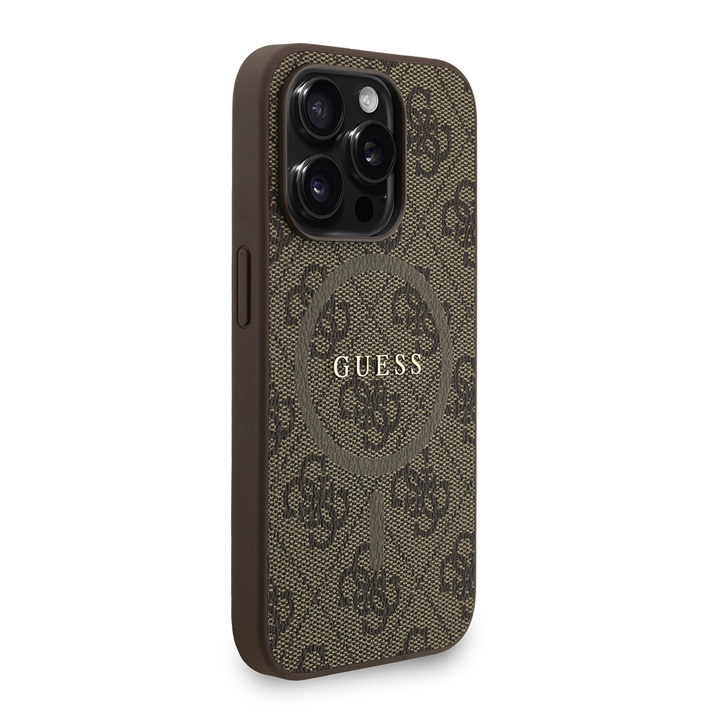 Apple iPhone 15 Pro Kılıf Guess Orjinal Lisanslı M-safe Şarj Özellikli PU Deri Bilek Askı İpli Yazı Logolu Kapak - 5