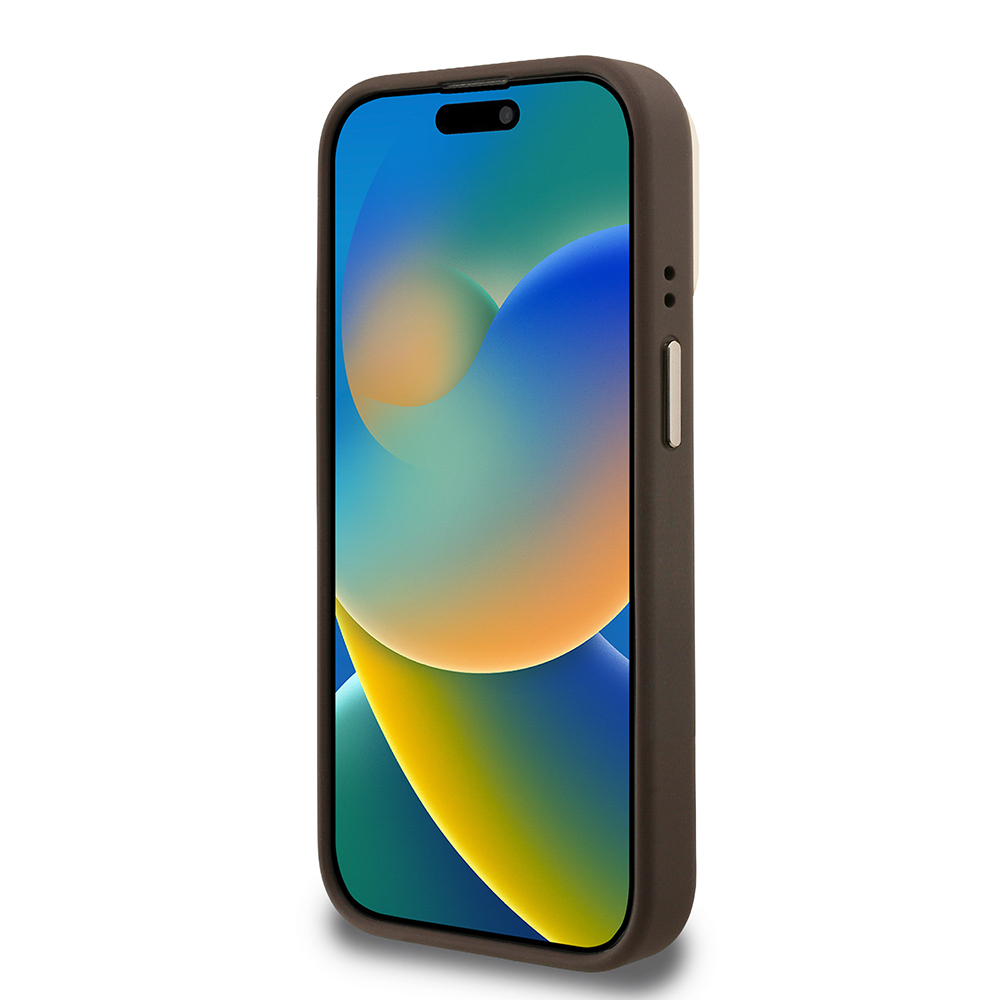 Apple iPhone 15 Pro Kılıf Guess Orjinal Lisanslı PU Deri 4G Desenli Metal Büyük 4G ve Yazı Logolu Kamera Standlı Kapak - 8