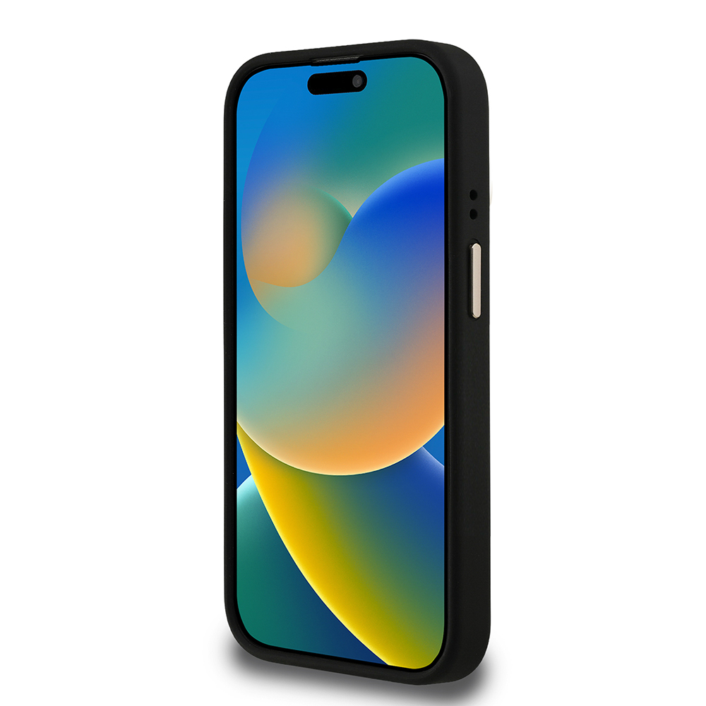 Apple iPhone 15 Pro Kılıf Guess Orjinal Lisanslı PU Deri 4G Desenli Metal Büyük 4G ve Yazı Logolu Kamera Standlı Kapak - 22