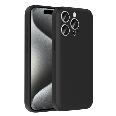 Apple iPhone 15 Pro Kılıf Kamera Korumalı Kartlık Hazneli Zore Vitra Kapak Siyah