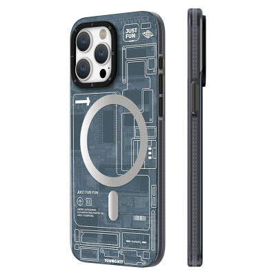 Apple iPhone 15 Pro Kılıf Magsafe Şarj Özellikli YoungKit Technology Serisi Kapak Siyah