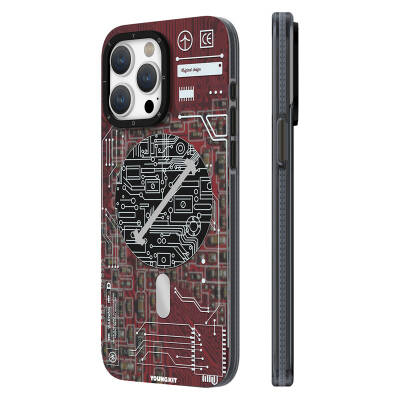 Apple iPhone 15 Pro Kılıf Magsafe Şarj Özellikli YoungKit Technology Serisi Kapak Kırmızı