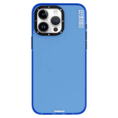 Apple iPhone 15 Pro Kılıf Pürüzsüz Düz Arka Yüzey YoungKit Crystal Color Serisi Kapak Mavi