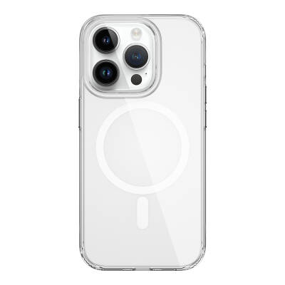 Apple iPhone 15 Pro Kılıf Wiwu BC-022 Magsafe Şarj Özellikli Şeffaf Transparan Kapak Renksiz