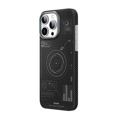 Apple iPhone 15 Pro Kılıf Wiwu KJZ-017 Karbon Fiber 600D Explore Kevlar Kapak Siyah