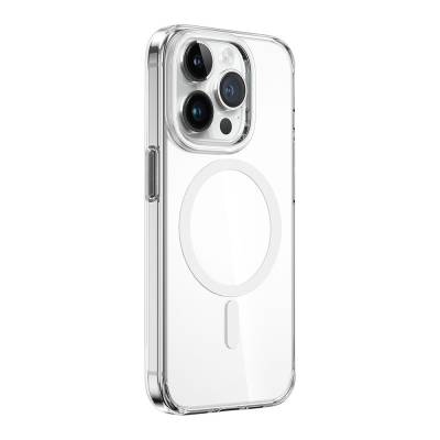 Apple iPhone 15 Pro Kılıf Wiwu ZYS-013 Magsafe Şarj Özellikli Renkli Kamera Çerçeveli Şeffaf Jelly Kapak Beyaz