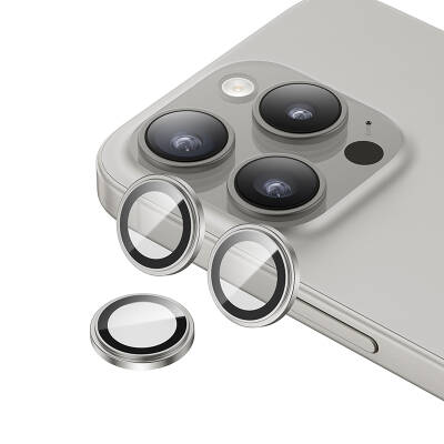 Apple iPhone 15 Pro ​Max Benks King Kong Corning Kamera Lens Koruyucu Gümüş
