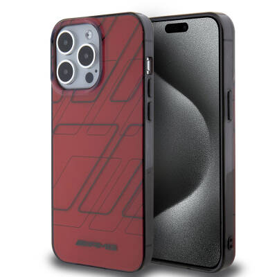 Apple iPhone 15 Pro Max Case AMG Original Licensed Double Layer Square Pattern Cover Red