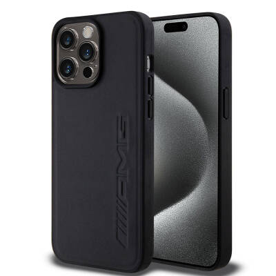 Apple iPhone 15 Pro Max Case AMG Original Licensed Magsafe Charging Feature Leather Hot Stamped Cover Black