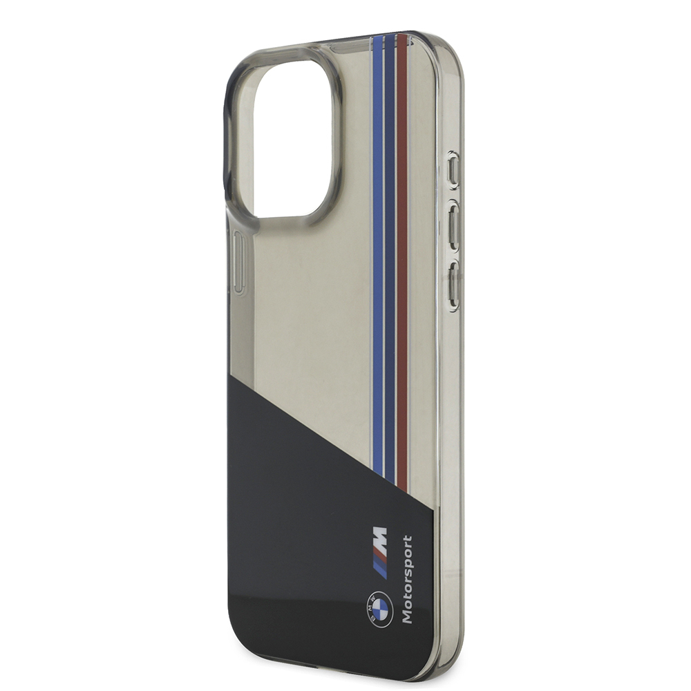 Apple iPhone 15 Pro Max Case BMW Original Licensed Semi-Transparent M Design Striped Cover - 7