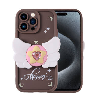 Apple iPhone 15 Pro Max Case Camera Protected Figure Designed Zore Cover Koyu Kahve