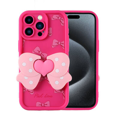 Apple iPhone 15 Pro Max Case Camera Protected Figure Designed Zore Cover Dark Pink